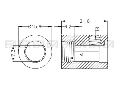 Serre câble droit transparent PC ø15.6 h21.6 M10x1 M6x1