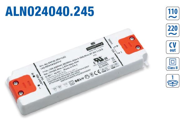 [ALIMLED40W-UL] Alimentation LED 24V 40W 1,67A triac circuit LED - UL