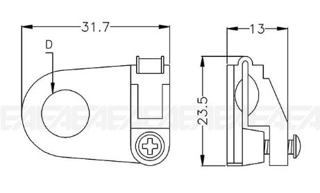 Passe fil noir ø13.3 + serre câble 31.7x23.5 ep13 + 2 vis PP