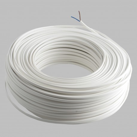 Rouleau 100m câble plat 2x0.75 H03VVH2F blanc