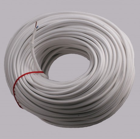 [BOB275TIR-BL] Rouleau 100m câble tissu rond 2x0.75 blanc