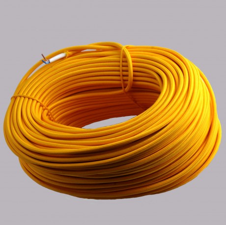 [BOB275TIR-JA] Rouleau 100m câble tissu rond 2x0.75 jaune