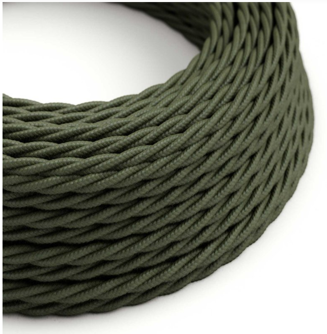 [BOB275TIT-GRT] Rouleau 100m câble tissu tresse 2x0.75 gris taupe