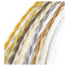 Rouleau 100m câble tissu tresse 2x0.75 rayon avorio