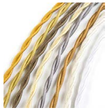 Rouleau 100m câble tissu tresse 2x0.75 rayon noir