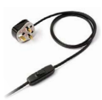 [FIM2000NR-UK] Cordon 2000mm (1200+800) plat noir + inter main + fiche UK