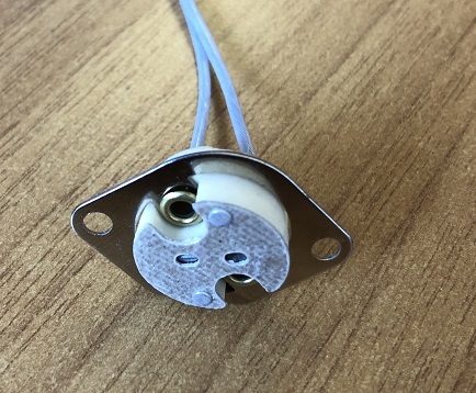 [GU5.3L130+ETRIER] Douille GU5.3 ptla 43 + câble ptfe 0,75 mm2 l1300 mm + étrier fix