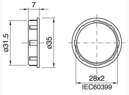 Bague E14 or ø35 h7 rebord droit
