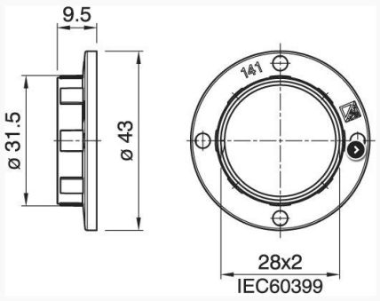 Bague E14 blanc ø43 h9.5 rebord droit peint
