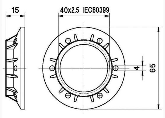 [E27BAG65BL] Bague E27 blanc ø65 h15 rebord conique