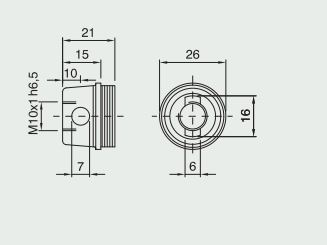 Culot E14 bakélite blanc h15 M10x1 + trou lateral ø7