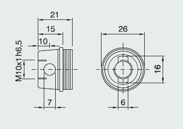 Culot E14 bakélite or h15 M10x1 + tr latéral ø7
