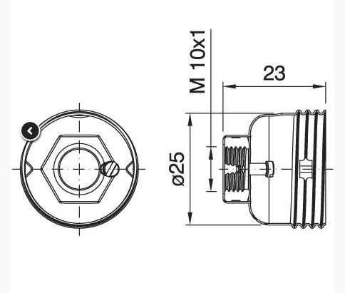 [E14CUMETZG] Culot E14 métal zingue h23 M10x1 + vis