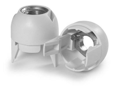 Culot E14 thermoplastique blanc a clipser h15 M10x1 métal + vis