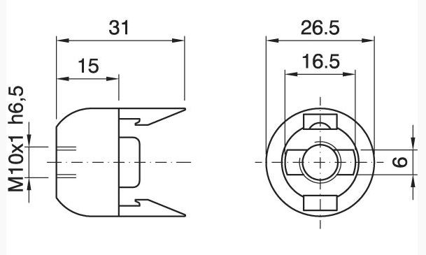 [E14CUTHOR15] Culot E14 thermoplastique or a clipser h15 M10x1 + vis