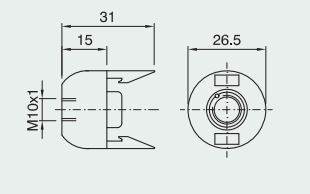 [E14CUTHTRH15-MET] Culot E14 thermoplastique transparent a clipser h15 M10x1 métal + vis