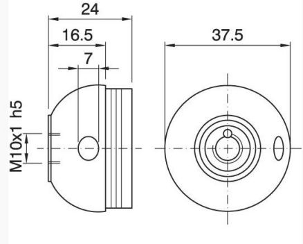 Culot E27 bakélite blanc M10x1 métal + tr latéral ø7 + vis