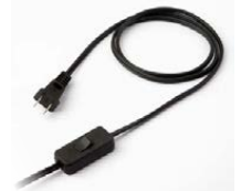 Cordon 2000mm (1200+800) AWG18 plat noir + inter main + fiche UL