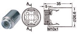 Support nickel h.35mm lisse M10 x 1 + vis anti rotation