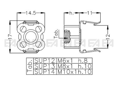 [G9SUP14] Support sup 14 M10x1 femelle + molla (sup08)